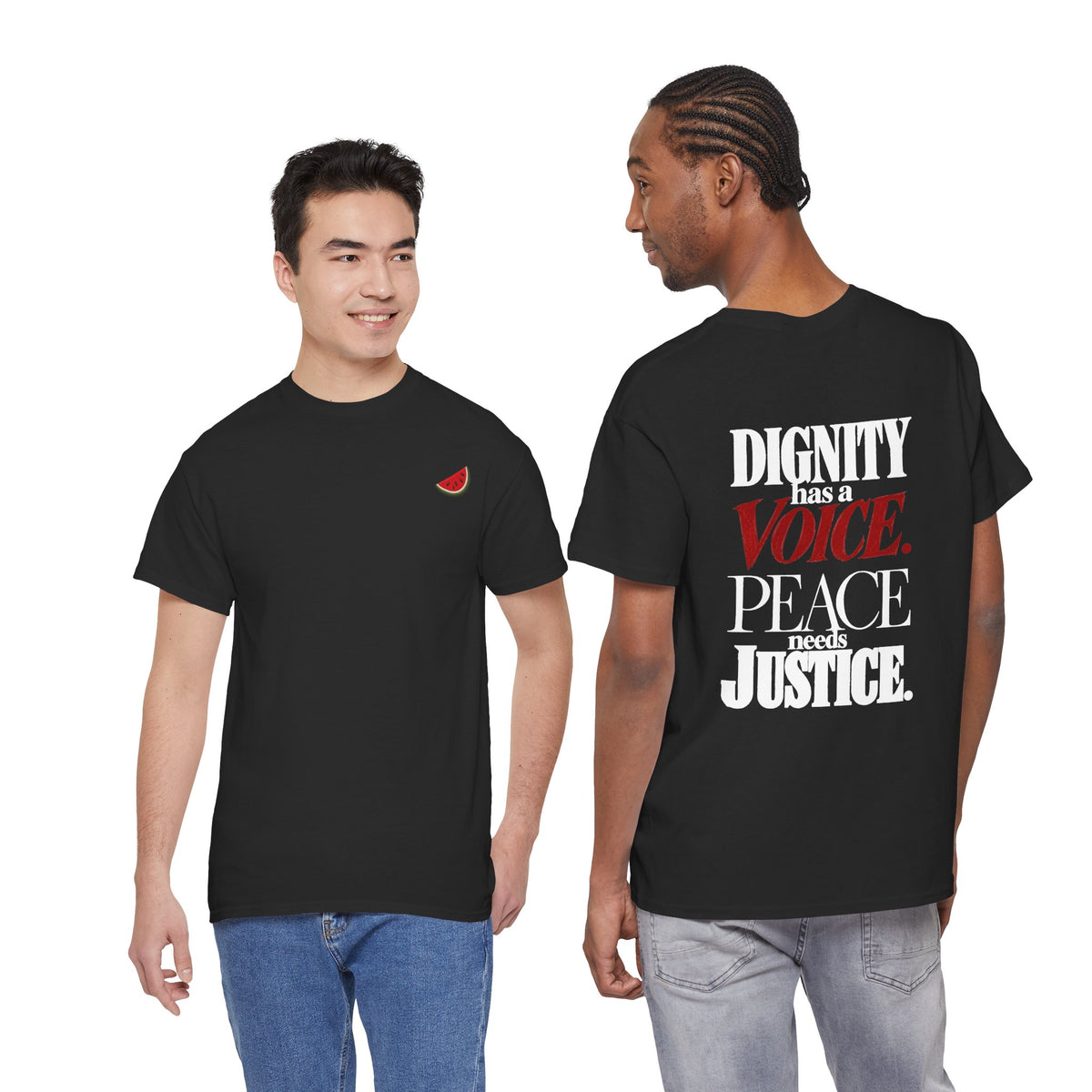 Noir – T-shirt unisexe Pastèque, porté de face et de dos