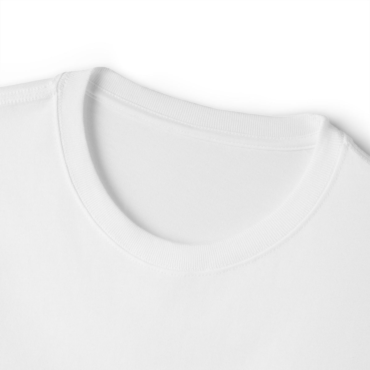 Blanc – T-shirt oversize unisexe Double S coupe boxy, détail du col côtelé