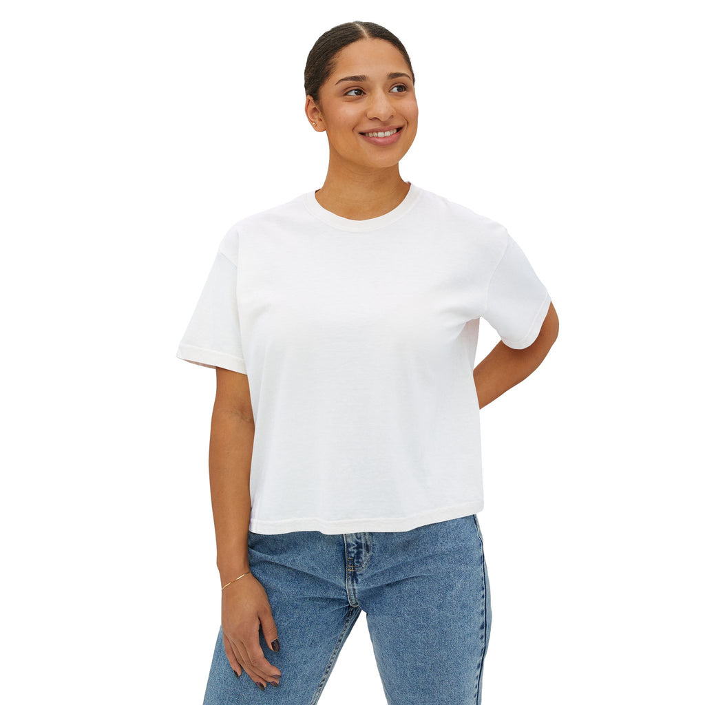 Blanc – T-shirt boxy pour femme Gaza, porté de face