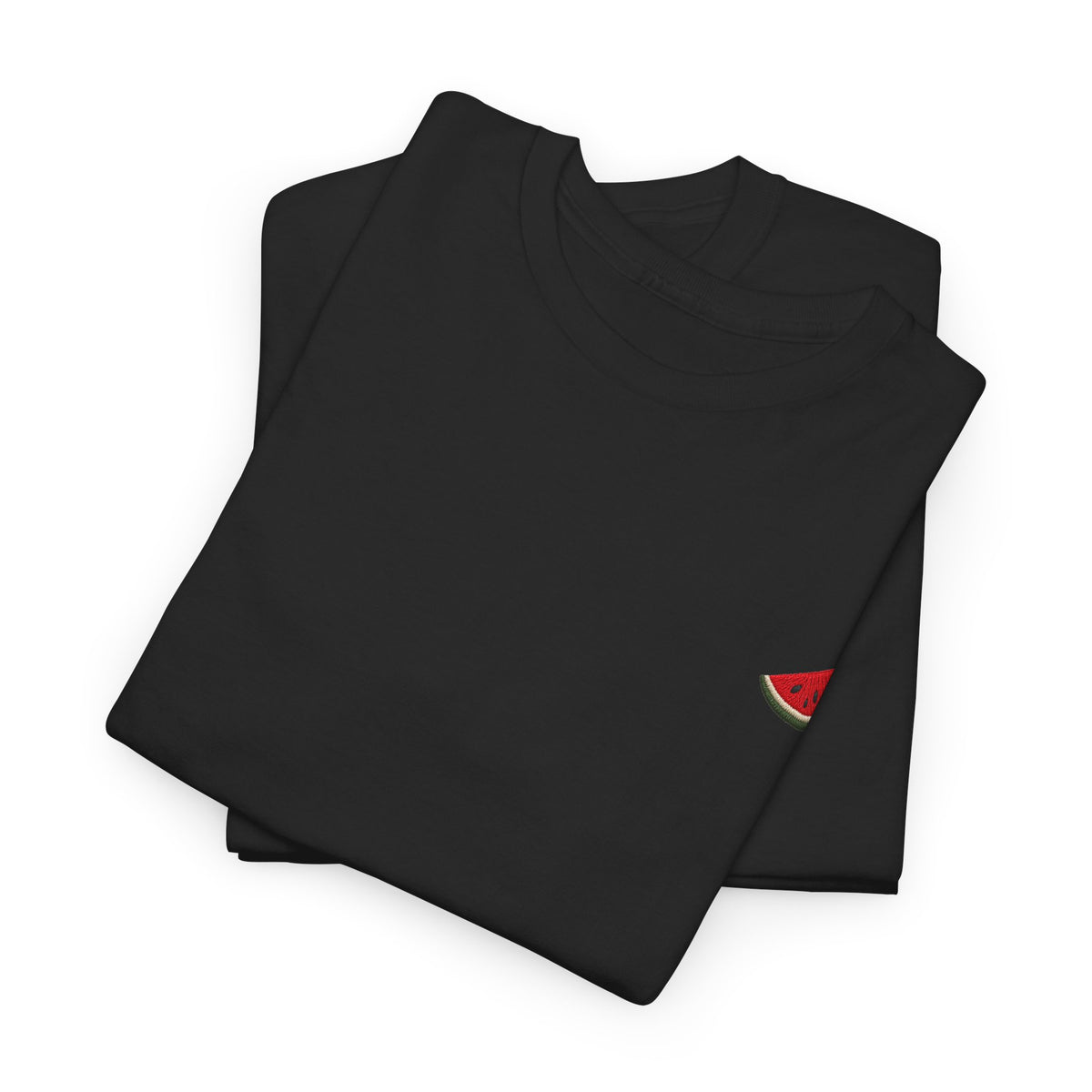Noir – T-shirt unisexe Pastèque, plié, détail de la pastèque