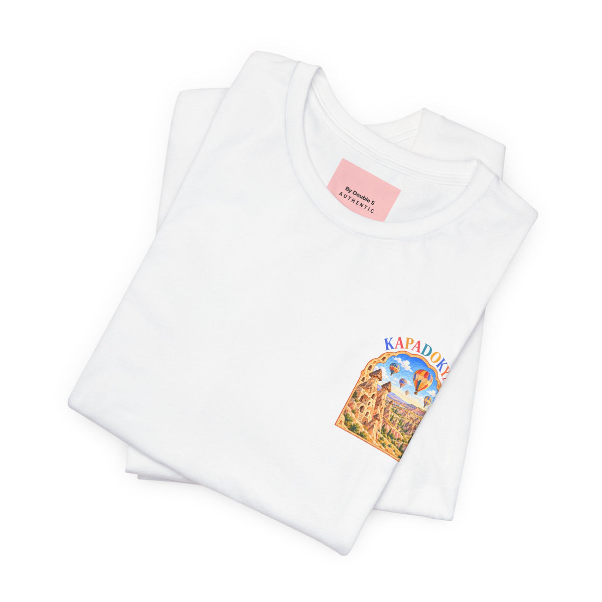 Blanc – T-shirt unisexe Kapadokya, plié