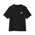 Noir – T-shirt oversize unisexe Double S coupe boxy, vue de face avec le logo Double S